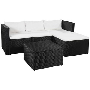 vidaXL 3-tlg. Garten-Lounge-Set Poly Rattan Schwarz und Weiß