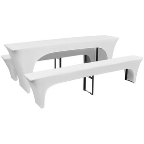 3-tlg. Hussen-Set für Biertisch und Bänke Weiß 220x50x80 cm