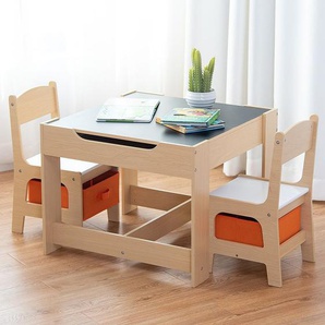 3 tlg. Kindersitzgruppe, Sitzgruppe Kinder aus Holz, Kindertisch mit 2 Stuehlen, Kindertischgruppe, Kindermoebel, Maltisch, Kindersitzgarnitur, fuer