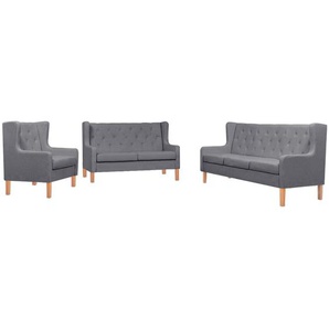 3-tlg. Sofa-Set Stoff Grau