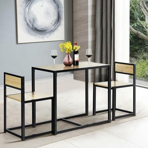 3 tlg. Tischgruppe Essgruppe Bartisch-Set Küchentisch Esstisch Tisch + 2 Stühle Natur