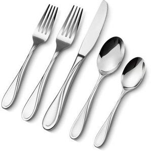 30-teiliges Besteckset aus lebensmittelechtem Edelstahl, hochglanzpoliertes Essbesteck-Set, spülmaschinenfestes Essgeschirr für die Küche, Service für 6 Personen, inkl. Messer Gabel Löffel 304BXGCJTZ302J5HRV0