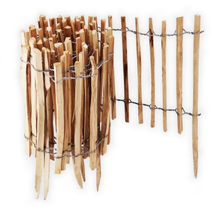 35m Staketenzaun Rollboarder 50cm hoch Lattenabstand 4-6cm Gartenzaun aus Haselnuss Holzzaun