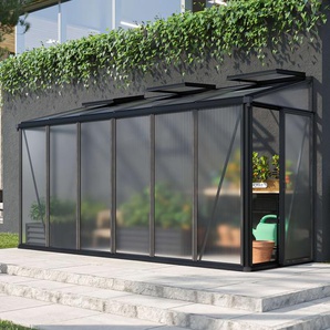 388 x 132 cm Anlehngewächshaus, pulverbeschichtet, Anthrazit RAL 7016 - (GFPV00755)