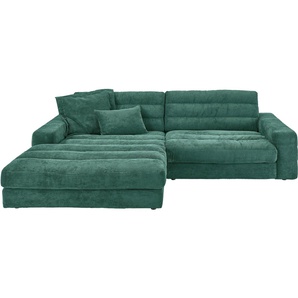 3C Candy Ecksofa Stripes Mega-Sofa, bequem und komfortabel, L-Form, Lose Rückenkissen, mit feiner Quersteppung, Cord-Bezug