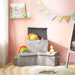 3er-Set Aufbewahrungsbox 38 x 25 x 25 cm Grau