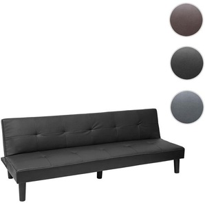 3er-Sofa HWC-G11, Couch Schlafsofa Gästebett Bettsofa Klappsofa, Schlaffunktion 195cm ~ Kunstleder, schwarz