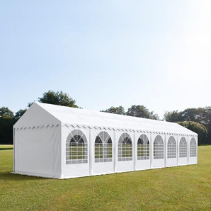 3x16m Partyzelt, PVC-Plane, weiß, mit Bodenrahmen - (37685)