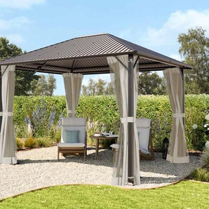 3x3,65 m Hardtop-Gartenpavillon, inkl. 4 Seitenteile, Cream - (300222)