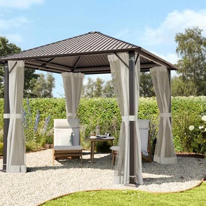 3x3 m Hardtop-Gartenpavillon, inkl. 4 Seitenteile, Cream - (300220)
