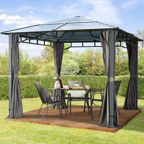 3x3 m Hardtop Gartenpavillon, inkl. 4 Seitenteile, loft grey - (300048)