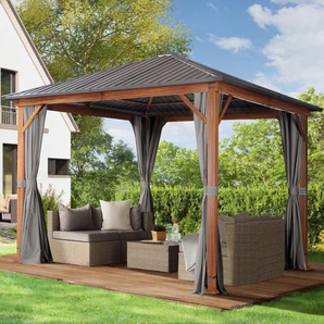 3x3 m Hardtop Gartenpavillon, inkl. 4 Seitenteile, loft grey - (300184)