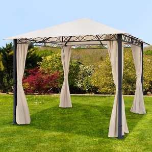 3x3 m Softtop Gartenpavillon, inkl. 4 Seitenteile, champagnerfarben - (300113)