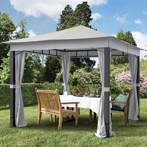 3x3 m Softtop Gartenpavillon, inkl. 4 Seitenteile, stone - (300044)