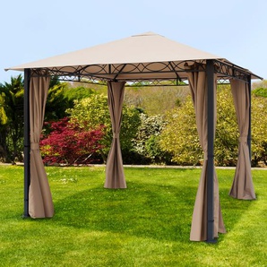 3x3 m Softtop Gartenpavillon, inkl. 4 Seitenteile, taupe - (300115)