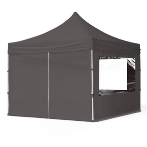 3x3m Aluminium Faltpavillon, inkl. 4 Seitenteile, dunkelgrau - (59006)
