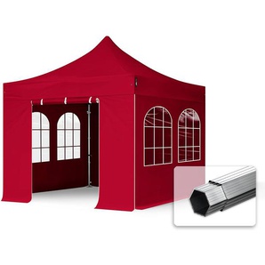3x3m Aluminium Faltpavillon, inkl. 4 Seitenteile, rot - (600153)