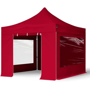 3x3m Aluminium Faltpavillon, inkl. 4 Seitenteile, rot - (600155)