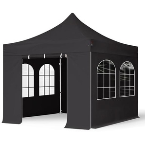 3x3m Aluminium Faltpavillon, inkl. 4 Seitenteile, schwarz - (600134)