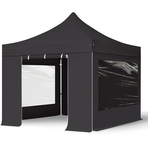 3x3m Aluminium Faltpavillon, inkl. 4 Seitenteile, schwarz - (600146)