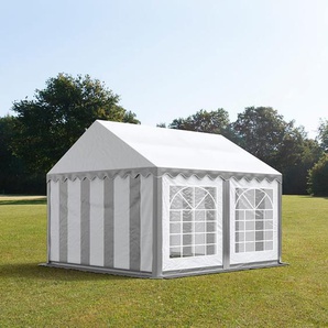 3x3m Partyzelt, PVC-Plane, grau-weiß - (6265)