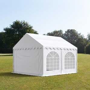 3x3m Partyzelt, PVC-Plane, weiß, mit Bodenrahmen - (7355)