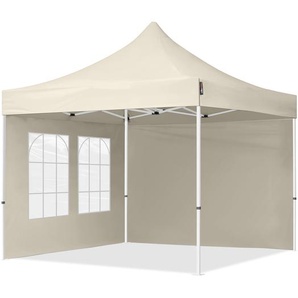 3x3m Stahl Faltpavillon, inkl. 2 Seitenteile, creme - (59035)