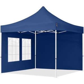 3x3m Stahl Faltpavillon, inkl. 2 Seitenteile, dunkelblau - (59036)