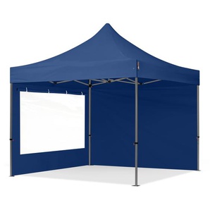 3x3m Stahl Faltpavillon, inkl. 2 Seitenteile, dunkelblau - (600008)