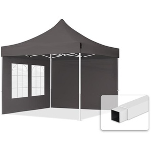 3x3m Stahl Faltpavillon, inkl. 2 Seitenteile, dunkelgrau - (59037)