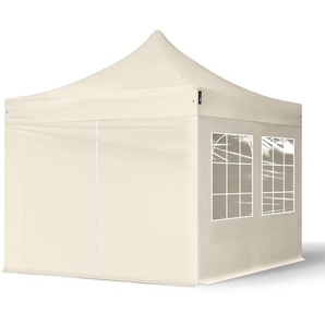 3x3m Stahl Faltpavillon, inkl. 4 Seitenteile, creme - (581833)