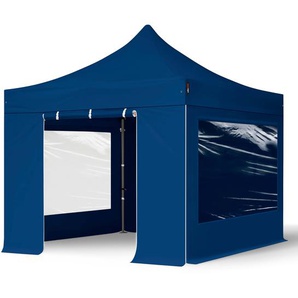 3x3m Stahl Faltpavillon, inkl. 4 Seitenteile, dunkelblau - (600010)