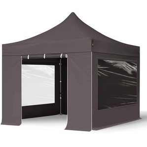 3x3m Stahl Faltpavillon, inkl. 4 Seitenteile, dunkelgrau - (600025)