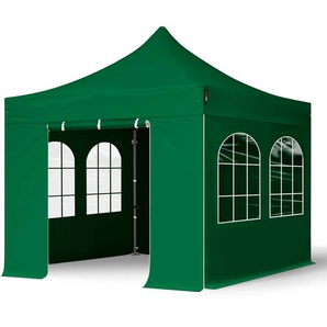 3x3m Stahl Faltpavillon, inkl. 4 Seitenteile, dunkelgrün - (600019)