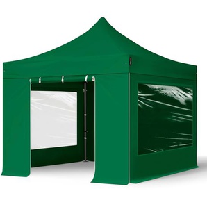 3x3m Stahl Faltpavillon, inkl. 4 Seitenteile, dunkelgrün - (600020)