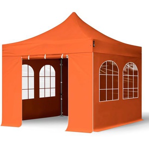 3x3m Stahl Faltpavillon, inkl. 4 Seitenteile, orange - (600029)