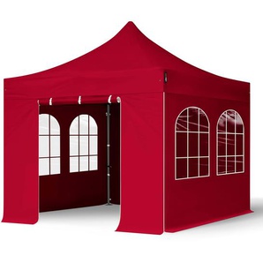 3x3m Stahl Faltpavillon, inkl. 4 Seitenteile, rot - (600032)