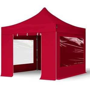 3x3m Stahl Faltpavillon, inkl. 4 Seitenteile, rot - (600033)