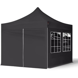 3x3m Stahl Faltpavillon, inkl. 4 Seitenteile, schwarz - (581830)