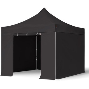 3x3m Stahl Faltpavillon, inkl. 4 Seitenteile, schwarz - (600003)
