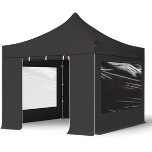 3x3m Stahl Faltpavillon, inkl. 4 Seitenteile, schwarz - (600005)
