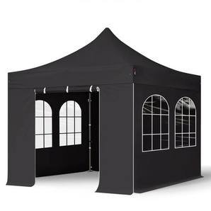 3x3m Stahl Faltpavillon, inkl. 4 Seitenteile, schwarz - (600107)