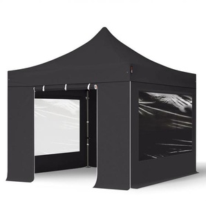 3x3m Stahl Faltpavillon, inkl. 4 Seitenteile, schwarz - (600108)
