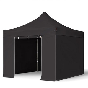 3x3m Stahl Faltpavillon, inkl. 4 Seitenteile, schwarz - (600109)
