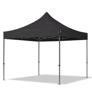 3x3m Stahl Faltpavillon, ohne Seitenteile, schwarz - (600106)