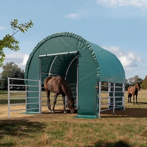 3x3m Weidezelt, PVC-Plane, dunkelgrün, Erdbefestigung - (330666)