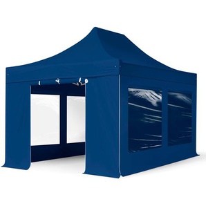 3x4,5m Aluminium Faltpavillon, inkl. 4 Seitenteile, blau - (600207)
