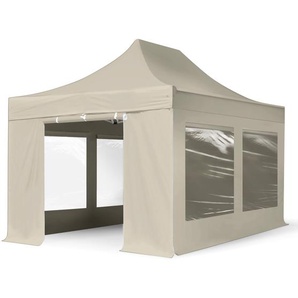 3x4,5m Aluminium Faltpavillon, inkl. 4 Seitenteile, creme - (600197)