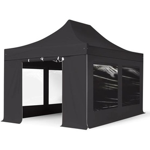 3x4,5m Aluminium Faltpavillon, inkl. 4 Seitenteile, schwarz - (59303)