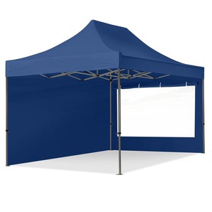 3x4,5m Stahl Faltpavillon, inkl. 2 Seitenteile, dunkelblau - (600045)